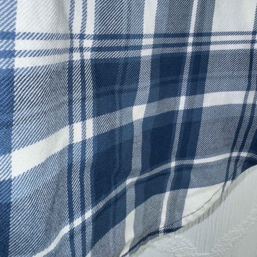 POLO RALPH LAUREN Dian Blue/White Plaid Women's Medium 3/4 Puff Sleeves Shirt - Picture 16 of 16